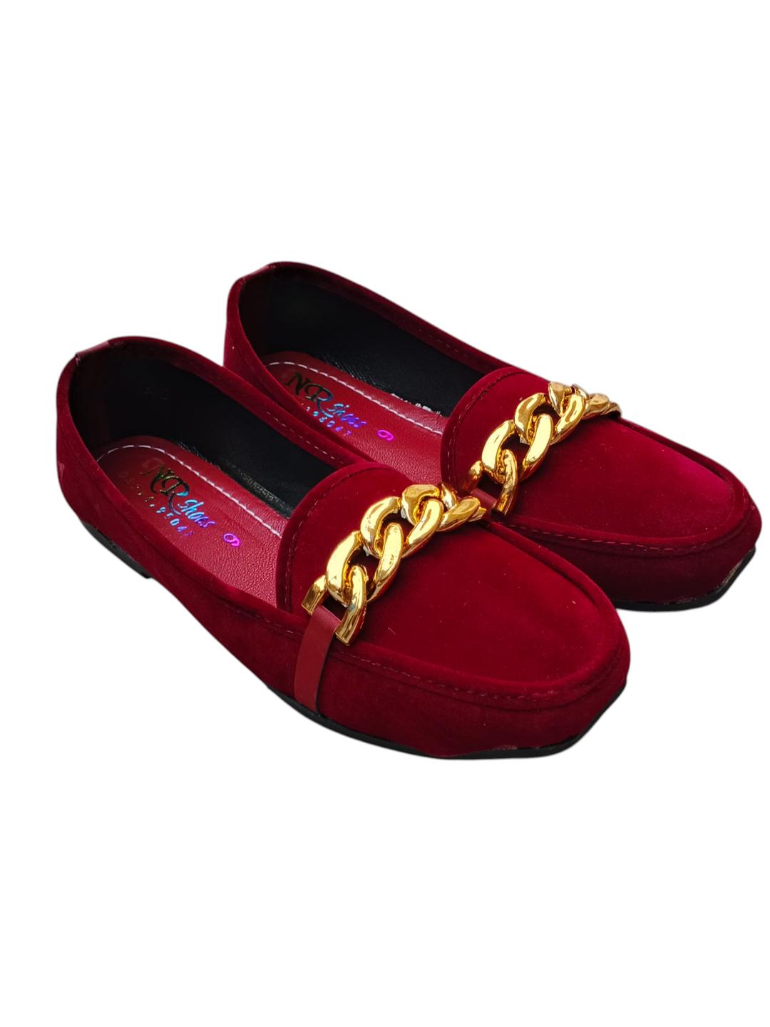 JS Junoon Women’s Velvet Semi-Formal Pumps – Maroon – Sizes 36–41