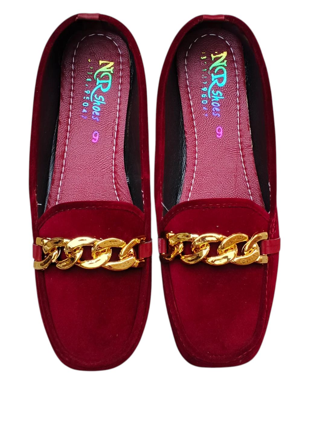 JS Junoon Women’s Velvet Semi-Formal Pumps – Maroon – Sizes 36–41