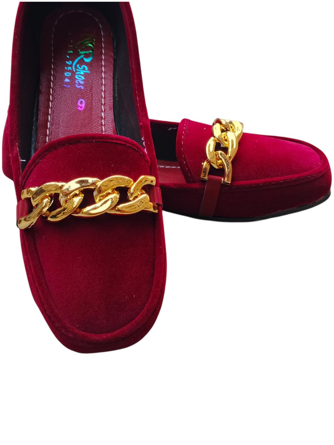 JS Junoon Women’s Velvet Semi-Formal Pumps – Maroon – Sizes 36–41