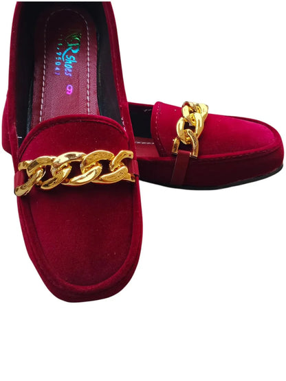 JS Junoon Women’s Velvet Semi-Formal Pumps – Maroon – Sizes 36–41 - JSJunoon.com