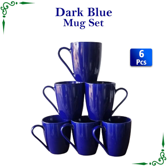 JS Junoon Dark Blue Mugs Set – 6-Piece, Perfect for Juice, Tea & Coffee