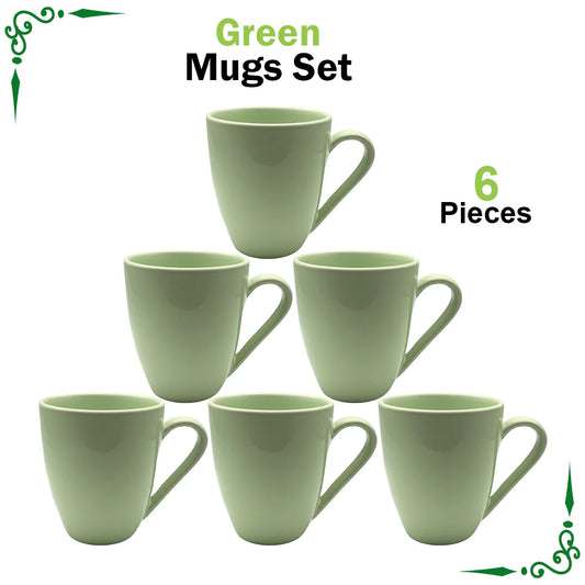 JS Junoon Green Marble Mugs Set – 6-Piece, Perfect for Tea & Coffee