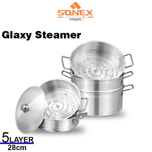 JS Junoon Sonex Galaxy Steamer – 5 Layer Cooking Steamer (28cm & 32cm) – 5 Litre Capacity