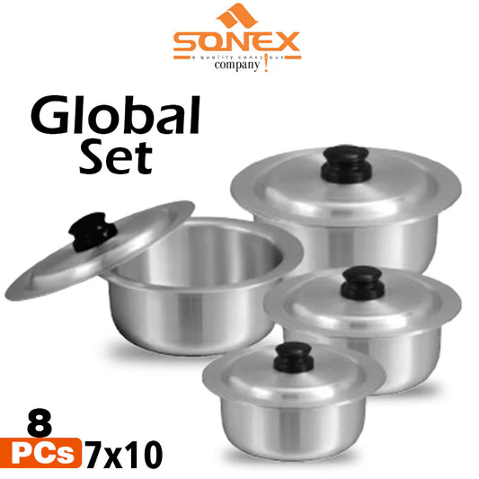 JS Junoon Sonex Global Patila Set – 8 Pcs (7x10) Durable Aluminum Cooking Pots