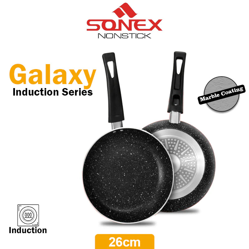 JS Junoon Sonex Nonstick Galaxy Frypan – 26 cm Marble Coated, Induction Compatible Pan