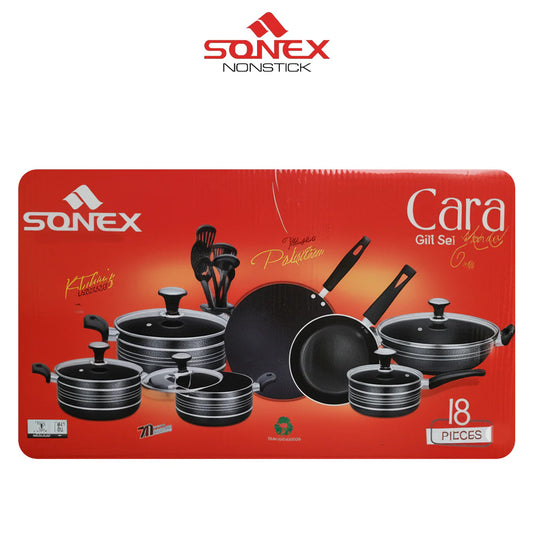JS Junoon Sonex Non Stick Cara Gift Pack – 18Pcs Cookware Set
