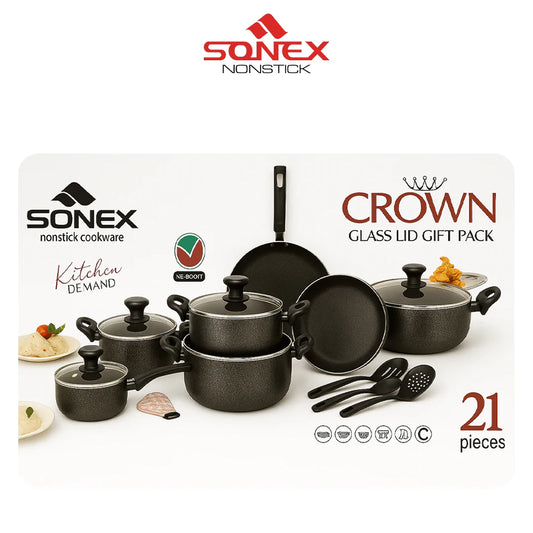 JS Junoon Sonex Nonstick Crown Gift Pack – 21 Pcs Complete Cookware Set