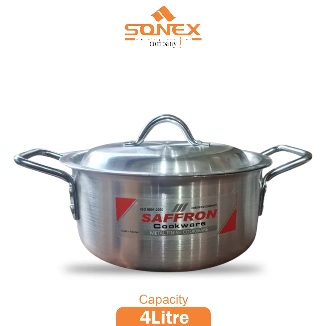 JS Junoon Sonex Saffron Metal Finish Handi – 4 Litre Capacity Durable Cookware