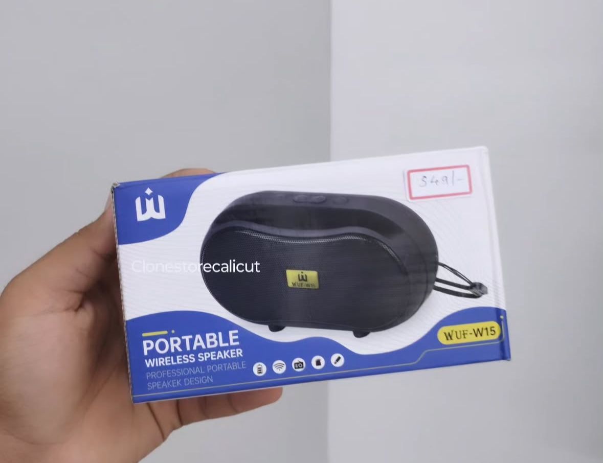 Wuf-W15 Portable Speaker High Quality Bass Sound With Cable (Box Pack) (Random Colours)