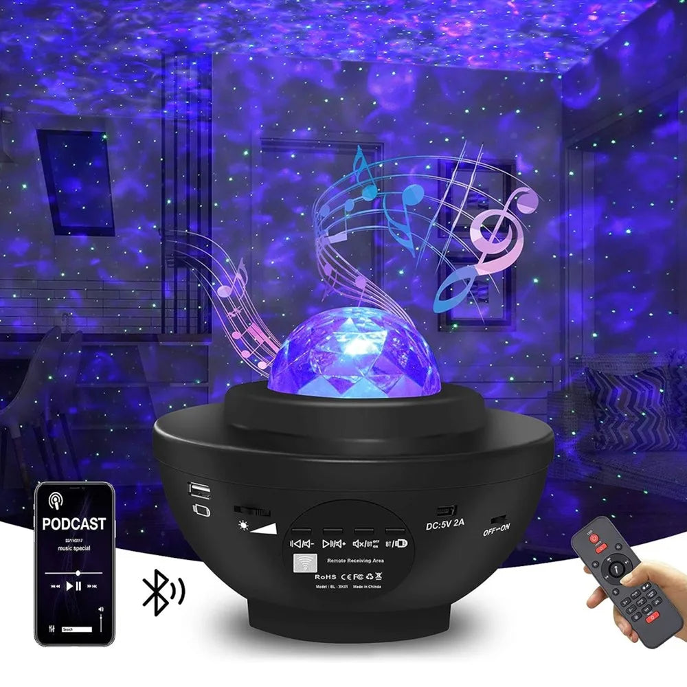 Galaxy Star Light Projector with Music Speaker & Remote – Big Bowl Design