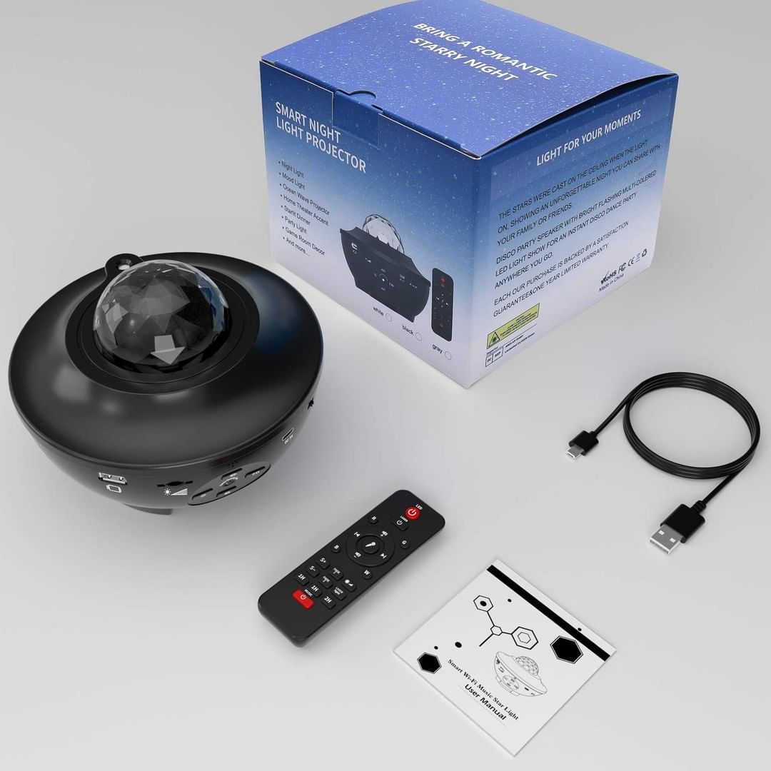 Galaxy Star Light Projector with Music Speaker & Remote – Big Bowl Design