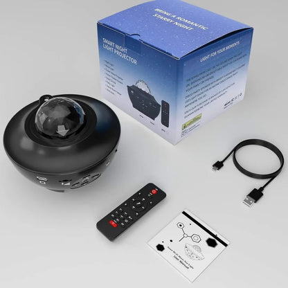 Galaxy Star Light Projector with Music Speaker & Remote – Big Bowl Design - JSJunoon.com