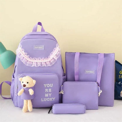4Pcs Premium School Bag & Backpack Set for Girls – Imported Collection - JSJunoon.com