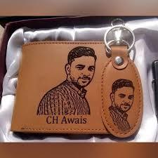 Custom Engraved Wallet & Keychain Gift Set for Men – Personalized Leather Combo with Box – Optional Pen – 2-Day Making Time - JSJunoon.com