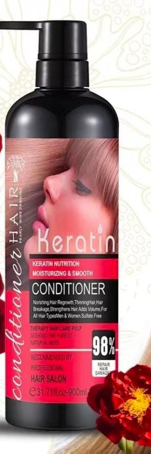 Keratin Conditioner 900ml – Deep Moisturizing & Repair, Smooths Frizz, Strengthens Hair, Sulfate & Paraben-Free