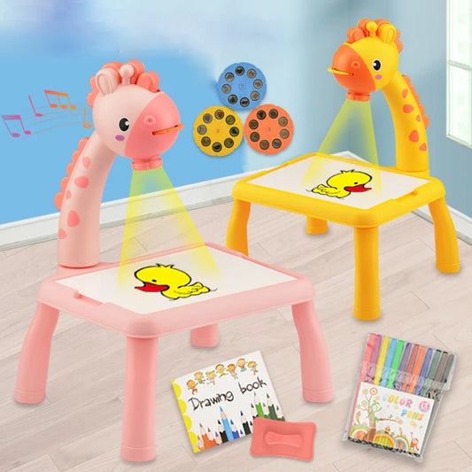 Mini Size Drawing Projector Table – Portable Kids Art Projector with Random Colors for Creative Drawing