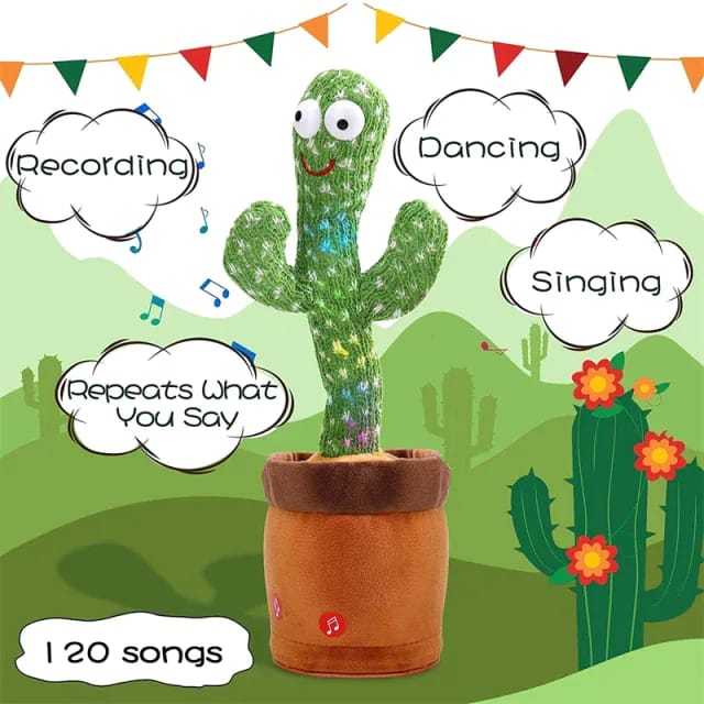Dancing and Talking Cactus Toy for Kids – Interactive Musical Plush Toy with Light & Sound, Box Pack