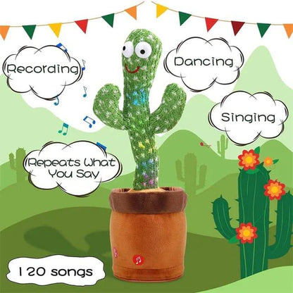 Dancing and Talking Cactus Toy for Kids – Interactive Musical Plush Toy with Light & Sound, Box Pack - JSJunoon.com