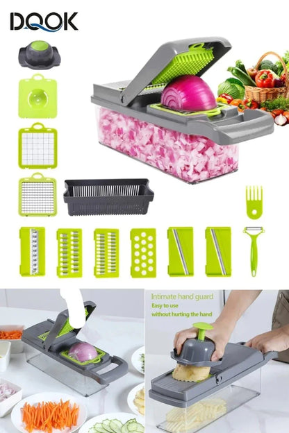 16 in 1 Multifunctional Vegetable Chopper and Slicer – Food Processor with Multiple Blades & Easy Storage - JSJunoon.com