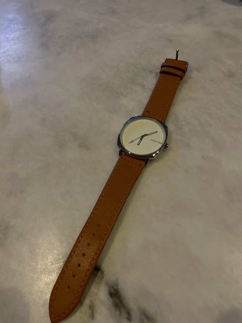 JS Junoon White Dial Men’s Watch – Brown Leather Strap, Elegant & Durable Timepiece