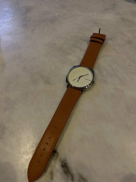 JS Junoon White Dial Men’s Watch – Brown Leather Strap, Elegant & Durable Timepiece