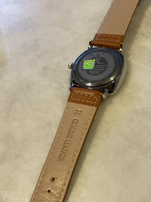 JS Junoon White Dial Men’s Watch – Brown Leather Strap, Elegant & Durable Timepiece