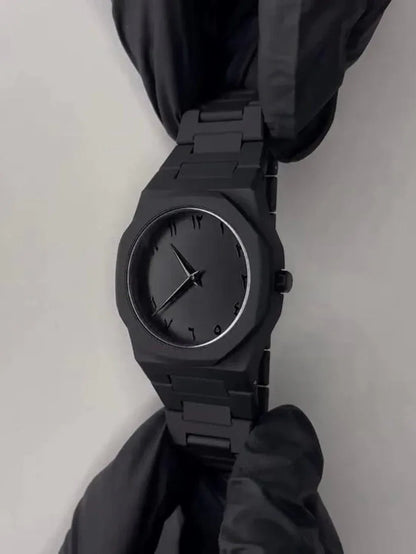 Luxury Fiber Body Wrist Watch with Arabic Dial – Pure Black, Lightweight, Durable, Elegant Design for Men - JSJunoon.com
