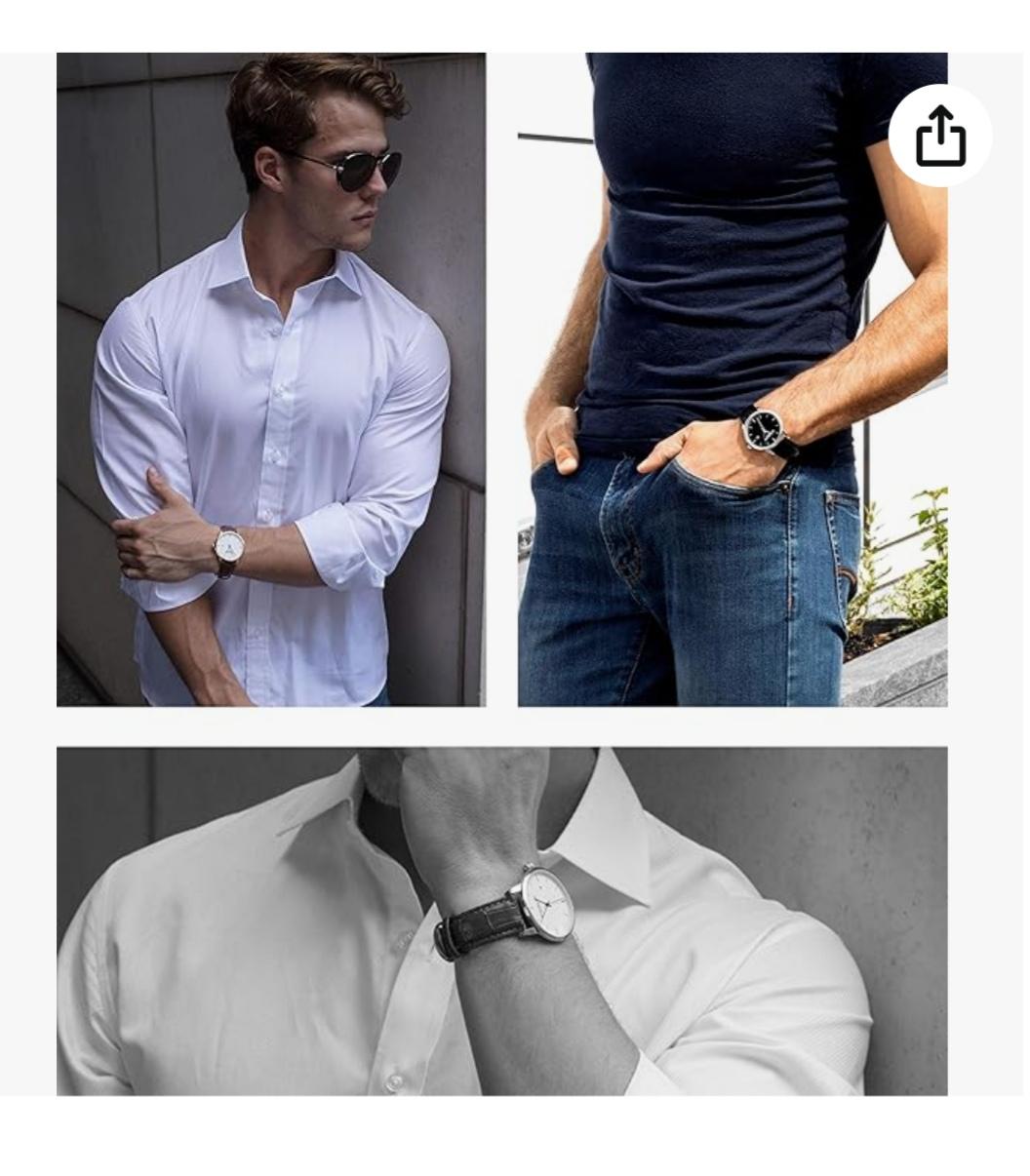 Men’s Leather Strap Wrist Watch – Slim Dial, Date Display, Elegant & Durable Design