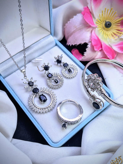 Combination Sets Jewelry 4-Piece Set | Gold-Plated, Silver-Plated & Black Finish | Exquisite Design & Superior Quality | Two Polish Options - JSJunoon.com
