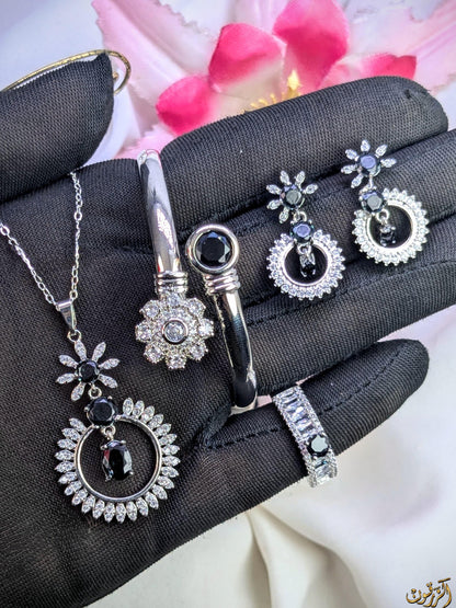 Combination Sets Jewelry 4-Piece Set | Gold-Plated, Silver-Plated & Black Finish | Exquisite Design & Superior Quality | Two Polish Options - JSJunoon.com