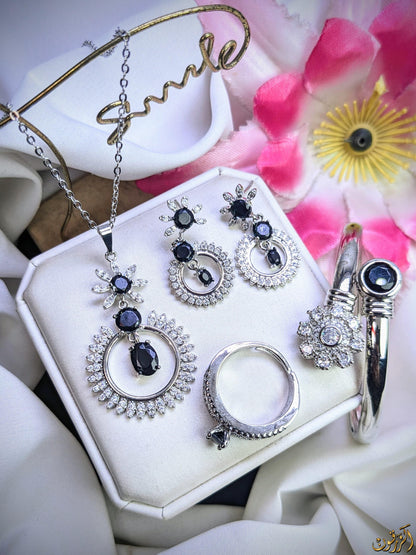 Combination Sets Jewelry 4-Piece Set | Gold-Plated, Silver-Plated & Black Finish | Exquisite Design & Superior Quality | Two Polish Options - JSJunoon.com
