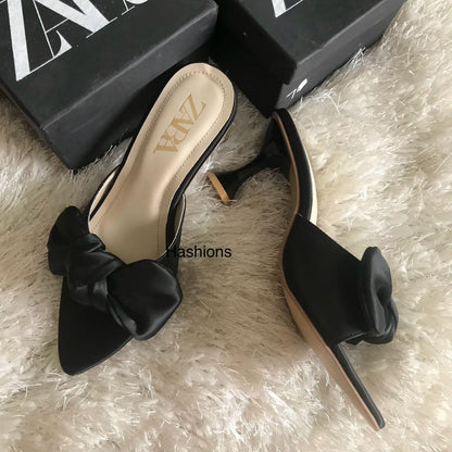 JS Junoon Women’s Elegant Bow Heels – Stylish Zara-Inspired Heels – Sizes 7–11 - JSJunoon.com