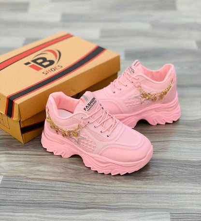 JS Junoon Women’s High Soul Premium Shoes – Pink & White – Sizes 6–11 - JSJunoon.com