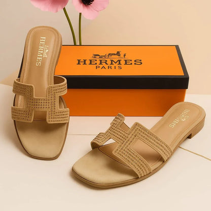 Hermes Women’s Stone Flat Sandals – Elegant Casual Footwear – Sizes 6–11 - JSJunoon.com