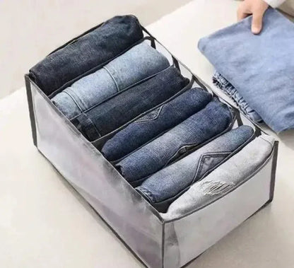 7-Grids Jeans Organizer – Non-Woven Fabric & PVC Closet Storage - JSJunoon.com